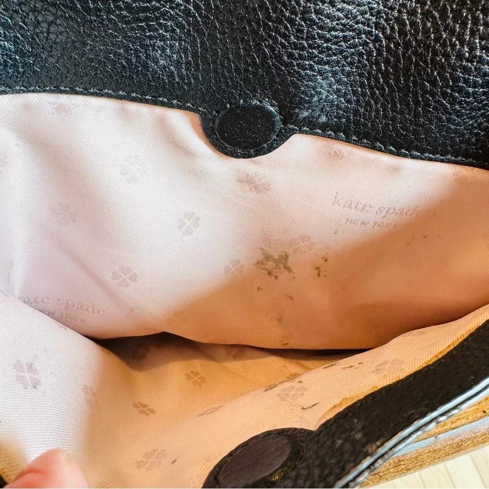 KATE SPADE BLACK LEATHER COBBLE HILL PENNY HOBO ENVELOPE ZIP CROSSBODY CHIC BAG - Picture 6 of 15